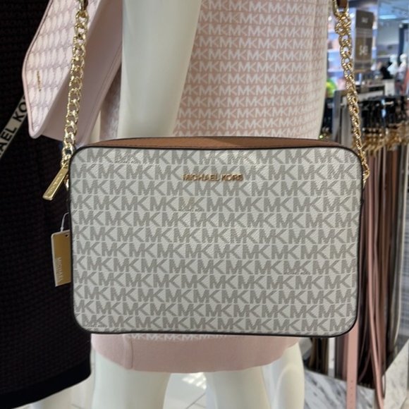 Michael Kors Jet Set Item Large East West Zip Crossbody Vanilla - Picture 1 of 15